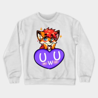 Blushing UwU Furry Anthro Fox Heart Crewneck Sweatshirt